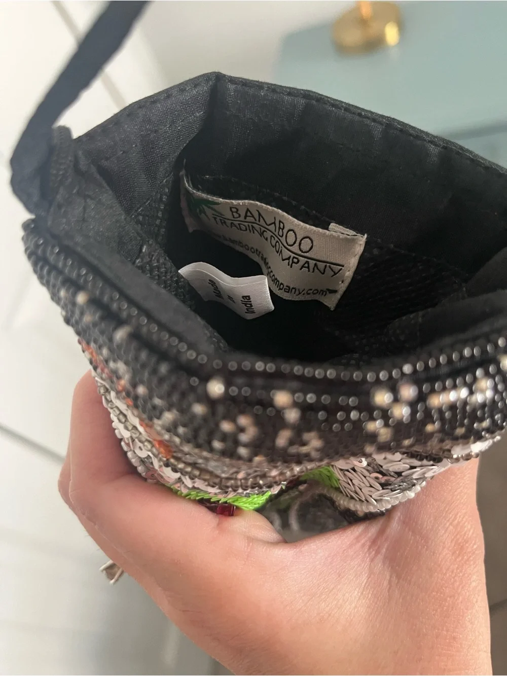 Beaded Wristlet with Olive Martini Cocktail, Black, Silver, Lime and Red